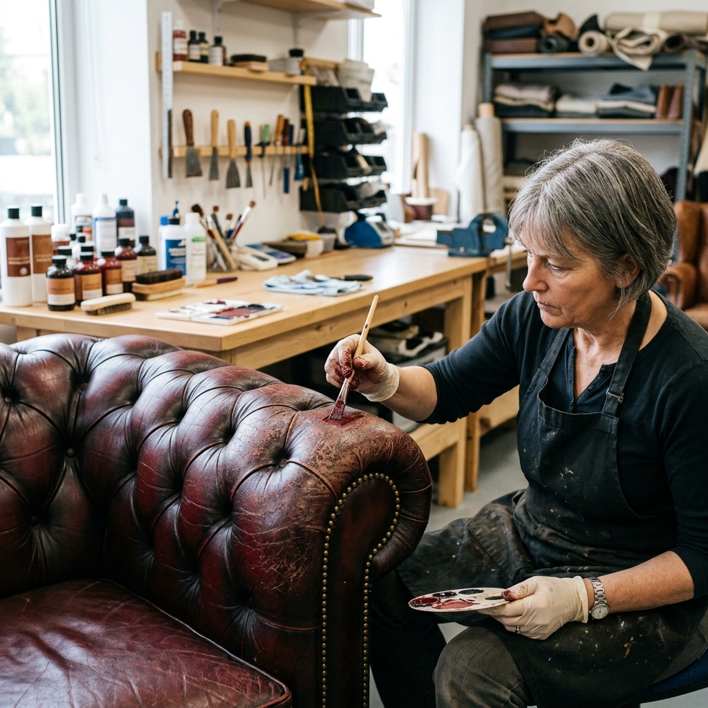 Leather armchair restoration